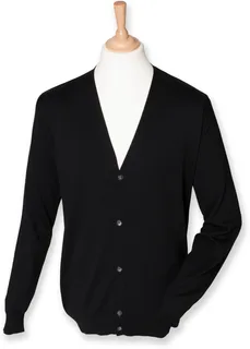 Henbury Heren lichtgewicht vest met V-hals in Black, voorkant