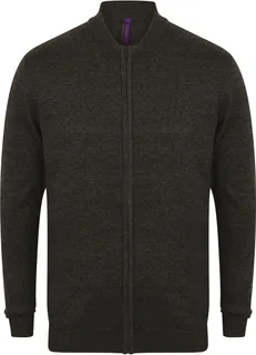 Henbury Cardigan met rits in Grey Marl, voorkant