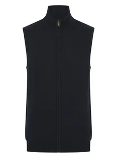 Henbury Mouwloze herentrui met rits in Navy, voorkant