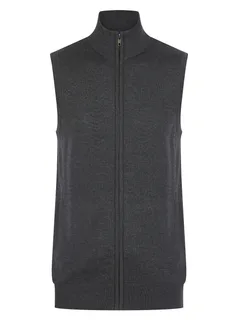 Henbury Mouwloze herentrui met rits in Grey Marl, voorkant