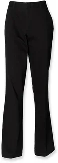 Henbury Dames chino zonder plooien in Black, voorkant