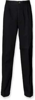 Henbury Men's 65/35 Chino Trousers in Black, voorkant
