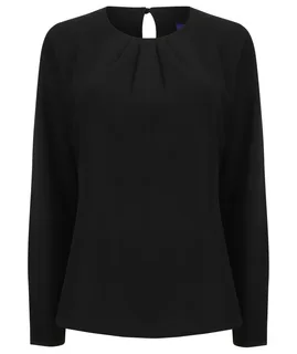 Henbury Long sleeve smock in Black, voorkant