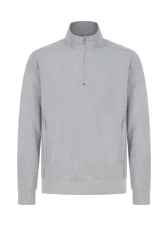 Henbury Uniseks sweater met ritskraag in Heather Grey, voorkant