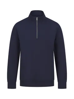 Henbury Uniseks sweater met ritskraag in Navy, voorkant