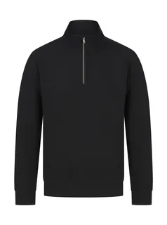 Henbury Uniseks sweater met ritskraag in Black, voorkant