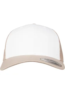 Flexfit Retro truckerspet met gekleurde voorkant in KHAKI / WHITE, voorkant