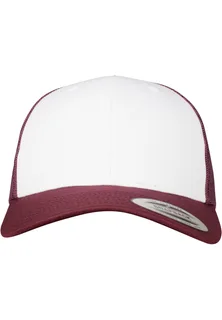 Flexfit Retro truckerspet met gekleurde voorkant in MAROON / WHITE, voorkant