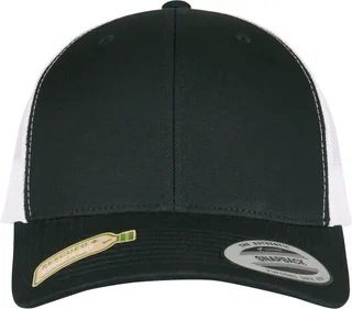 Flexfit Classic retro trucker cap in BLACK / WHITE, voorkant