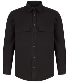 Front Row Overshirt Drill in Black, voorkant