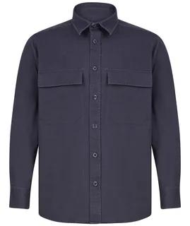 Front Row Overshirt Drill in Navy, voorkant