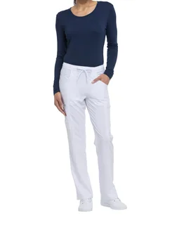 Dickies Medical Damesbroek met trekkoordje middelhoge taille in White, voorkant