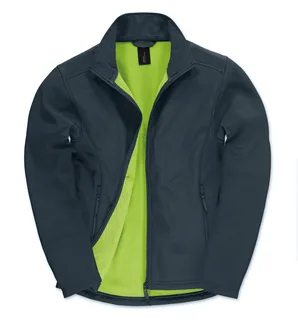 B&C Id.701 Men's Softshell Jacket in Navy / Neon Green, voorkant