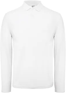 B&C ID.001 LSL Polo in White, voorkant