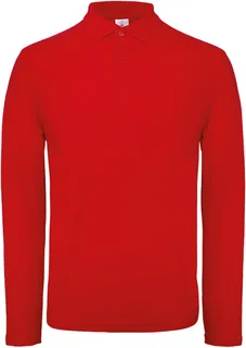 B&C ID.001 LSL Polo in Red, voorkant