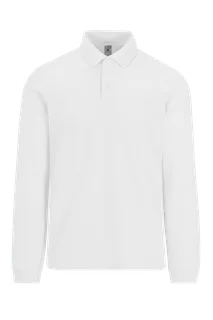 B&C MY POLO 210 Heren lange mouwen in White, voorkant