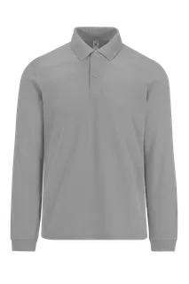 B&C MY POLO 210 Heren lange mouwen in Sport Grey, voorkant