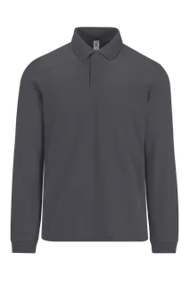 B&C MY POLO 210 Heren lange mouwen in Dark Grey, voorkant