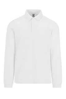 B&C MY POLO 180 Heren lange mouwen in White, voorkant