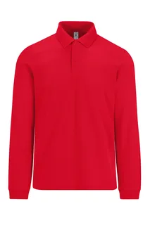 B&C MY POLO 180 Heren lange mouwen in Red, voorkant
