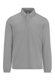 B&C MY POLO 180 Heren lange mouwen in Sport Grey, voorkant