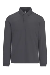 B&C MY POLO 180 Heren lange mouwen in Dark Grey, voorkant