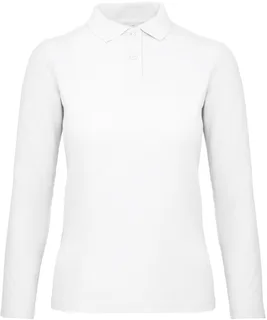 B&C ID.001 LSL /women Polo in White, voorkant
