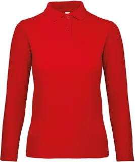 B&C ID.001 LSL /women Polo in Red, voorkant