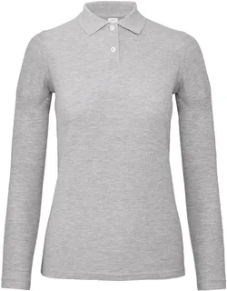 B&C ID.001 LSL /women Polo in Heather Grey, voorkant