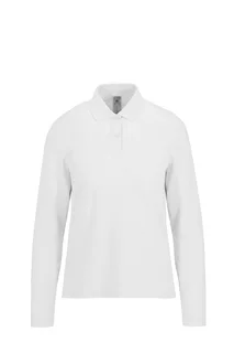 B&C MY POLO 180 Dames lange mouwen in White, voorkant