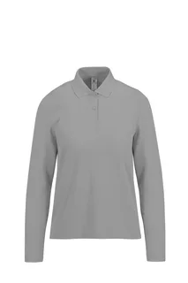 B&C MY POLO 180 Dames lange mouwen in Sport Grey, voorkant