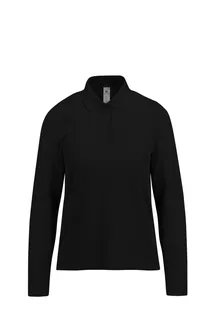 B&C MY POLO 180 Dames lange mouwen in Black, voorkant