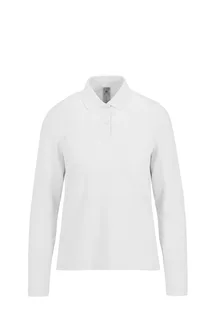 B&C MY POLO 210 Dames lange mouwen in White, voorkant