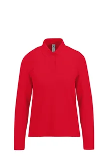 B&C MY POLO 210 Dames lange mouwen in Red, voorkant