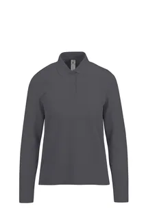 B&C MY POLO 210 Dames lange mouwen in Dark Grey, voorkant