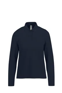 B&C MY POLO 210 Dames lange mouwen in Navy, voorkant