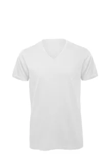 B&C T-shirt met V-hals in White, voorkant