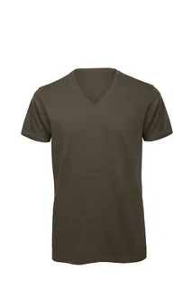 B&C T-shirt met V-hals in Khaki, voorkant
