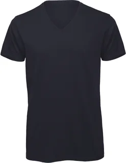 B&C T-shirt met V-hals in Navy, voorkant