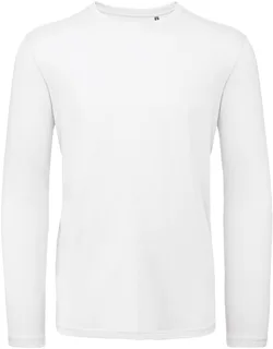 B&C Inspire men's long-sleeved T-shirt in White, voorkant