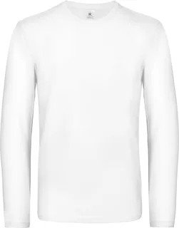 B&C #E190 men's long-sleeved T-shirt in White, voorkant