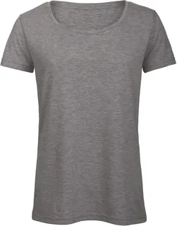 B&C Dames Triblend T-shirt in Heather Light Grey, voorkant