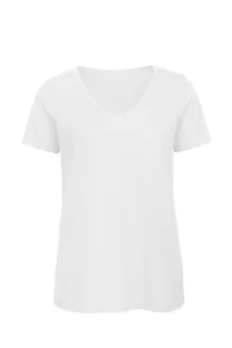 B&C Women's V-neck T-shirt in White, voorkant