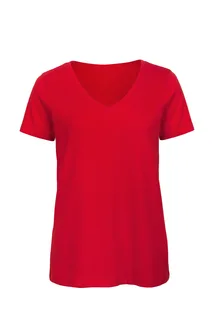 B&C Women's V-neck T-shirt in Red, voorkant