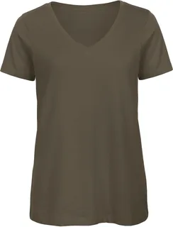 B&C Women's V-neck T-shirt in Khaki, voorkant