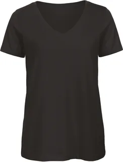 B&C Women's V-neck T-shirt in Black, voorkant