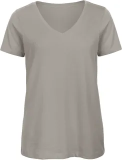 B&C Women's V-neck T-shirt in Light Grey, voorkant