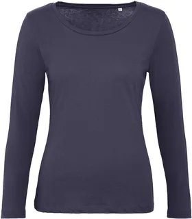 B&C Inspire dames T-shirt met lange mouwen, biologisch katoen in Urban Navy, voorkant