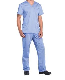 Cherokee Men's tunic with V-neck in Ciel Blue, voorkant
