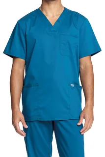 Cherokee Men's tunic with V-neck in Caribbean Blue, voorkant